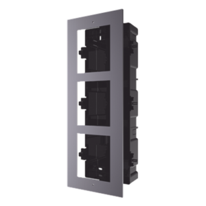 Marco de Instalación Empotrado / 3 Espacios para Módulos de Videoportero / Tapa de Aluminio / Rango Térmico -40°C a +60°C / IP Resistente a Humedad 10%-95%