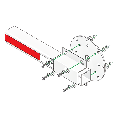 Kit de Instalación para Brazo de Barrera / Disco y Enganche de Fijación / Tornillería de Acero / Brazos de 12 ft (39.4 ft) / Barreras Serie 1601
