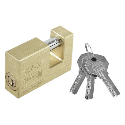 Candado para Cortina Metálica / 11 Pernos de Combinación / Cilindro de Latón Macizo / Pasador de Acero Cementado en Cromo / Anti-Palanca / Anti-Impacto / Anti-Segueta