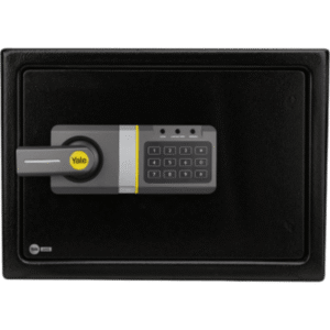 Caja Fuerte Electrónica / Apertura por Código y Llave / 2 Bulones de Acero / Bloqueo por Intento Fallido / 350 x 250 x 250 mm (13.8 x 9.8 x 9.8 in) / Alimentación 6 Vcc