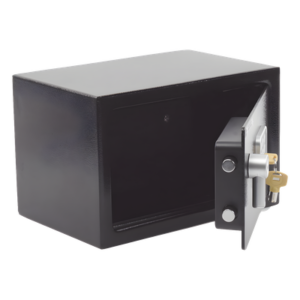 Caja Fuerte Electrónica Compacta / Teclado 3-8 Dígitos / Cerrojos 17 mm / Acero Calibre #9 y #16 / Bloqueo por Intentos Fallidos