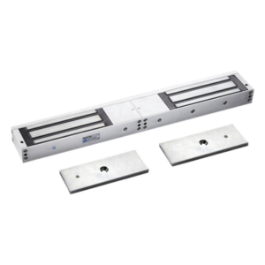 Chapa Magnética Doble para Aplicación en Puertas de Doble Hoja. 1200 lbs(x 2). LED