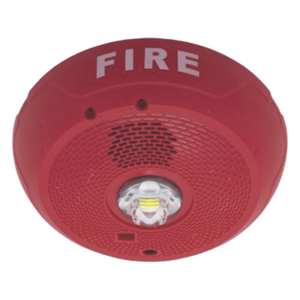 Sirena con Estrobo LED / 2 Hilos / Techo / 24 Vcd / Candela Seleccionable hasta 177 cd / Puntos de Prueba DVM / Color Rojo