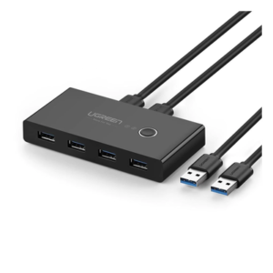 Conmutador USB / 4 Puertos USB 3.0 / 2 PC / Switch Manual / Alimentación Extra 5V / Cables 1.5 m (4.9 ft)