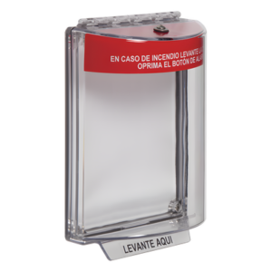 Cubierta Protectora de Policarbonato / Montaje Empotrado / Rango Térmico -40 a 121 °C / Diseño Compacto 103x151 mm / Texto de Incendio en Español