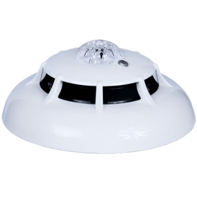 Detector Combinado de Humo y Calor / 5 Modos de Operación / 4 Umbrales de Humo 0.08–0.15 dB/m / Termistor 58 °C o 72 °C / IP43 / Certificación EN 54-5 / EN 54-7