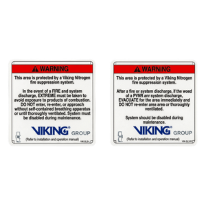 Placa de Advertencia Exterior / Sistema de Extinción Oxeo / Nitrógeno / 254 mm x 254 mm (10 x 10 in) / cULus Listed / FM Approved