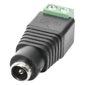 Adaptador de Alimentación DC / Jack Hembra 3.5 mm / Terminales Tornillo / Polarizado 12 Vcc / Pin Cobre 2.1 mm / Calibre 18 AWG