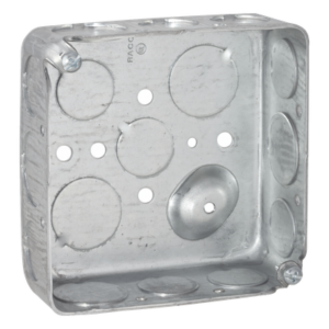 Caja Cuadrada Eléctrica / 4 x 4 in / Profundidad 1.563 in / Capacidad 21 in³ / 17 Entradas Conduit / Acero Galvanizado Troquelado