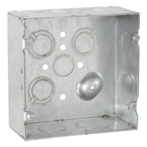 Caja Cuadrada Eléctrica / Acero Galvanizado / 42 in³ / 4.688 x 4.688 in / 9 Entradas Conduit / 2-1/8 in Profundidad