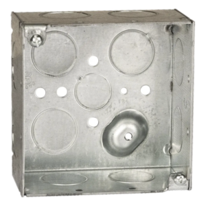 Caja Cuadrada Galvanizada / 4 x 4 in / Profundidad 2.425 in / 11 Entradas / 30.3 in³ / Resistente al Fuego