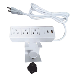 Tomacorriente para Escritorio / 3 Contactos 110VCA / 2 Puertos USB-A y USB-C PD / Bracket Ajustable / 154.7 x 38 x 48.7 mm