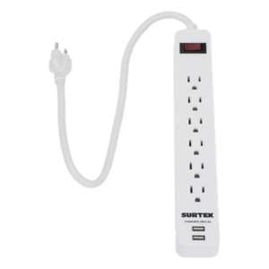 Multicontacto / 6 Contactos Aterrizados / 2 Puertos USB / 13 A / 300 Joules / Cable 50 cm (1.64 ft)