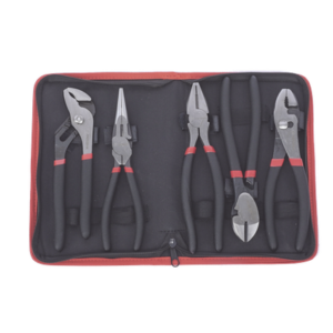Juego de Pinzas / 5 Piezas / 8" (203.2 mm) / Acero / Mango Antiderrapante / Estuche Plástico