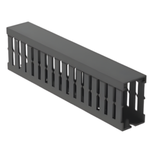 Canaleta Ranurada de PVC con Tapa / Tipo F / 32 mm x 53.8 mm / 2 m (6.56 ft) / Gris
