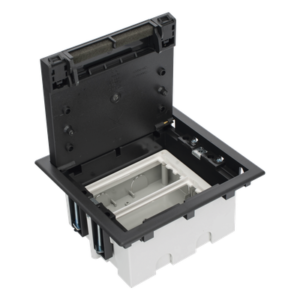 Caja de Piso Falso / 2 Módulos Dobles / Profundidad Ajustable 90-120 mm (3.54-4.72 in) / Tapa Embellecedor / IK08 / +125 °C