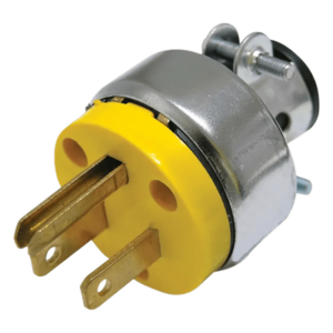 Clavija Blindada con Abrazadera Aterrizada / 15 A / 125 V / 50/60 Hz / ABS-Metal / 37 mm / Amarillo