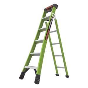 Escalera Combinada 3 en 1 / Fibra de Vidrio / 1.83 m (6 ft) / Carga 170 kg (375 lb) / Almohadilla Giratoria / Barra en V