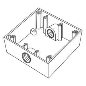 Caja Cuadra a Prueba de Intemperie / 3/4" (19 mm) / 2 Salidas NPT / Volumen 492 cm³ / IK09 / Aluminio Diecast