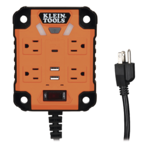 Multicontacto Industrial / 4 Salidas 120 Vca / 2 USB-A y 1 USB-C / Luces LED Integradas / Soporte Magnético / Cable 5' (1.5 m)