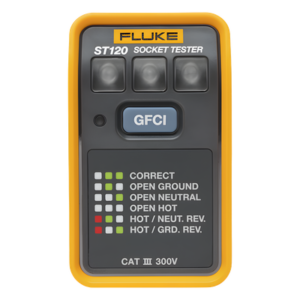 Probador de Tomacorriente / Identificación de 6 Estados de Cableado / LEDs de Alto Brillo / Prueba GFCI / CAT III 300V