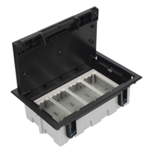 Caja de Piso Falso / 4 Módulos Dobles / Profundidad Ajustable 90-120 mm (3.54-4.72 in) / IK08 / +125 °C / Tapa Embellecedora