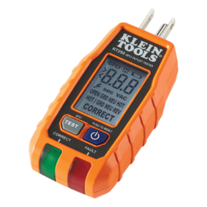 Probador de Tomacorrientes GFCI / Pantalla LCD Retroiluminada / Detección de Fallas de Cableado / CAT II 135 VCA / Resistente a Caídas de 2 m (6.6 ft) / 114.3 mm