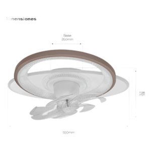 Ventilador de Techo con Luminario LED / 88 W / 6 Velocidades / 3 Tonos de Luz 2700-6500 K / Giro 360° / Diámetro 550 mm / Dimeable