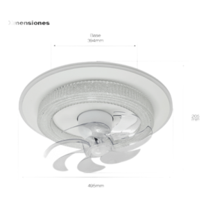 Ventilador de Techo con Luminario LED / 88 W / 6 Velocidades / 3 Tonos de Luz 2700-6500 K / Giro 360° / Diámetro 495 mm / Dimeable / 5400 lm