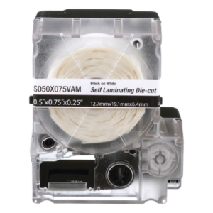 Casete de Etiquetas Autolaminadas / 300 Unidades / 0.75 x 1 Pulgadas (19.1 x 25.4 mm) / Cables 2-4 mm / Área de Impresión Blanca