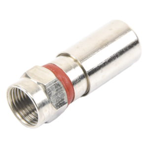 Conector F Macho / Compresión en Línea / Cable RG-6 / Cuerpo Bronce Niquelado / Contacto Oro / Aislante Teflón