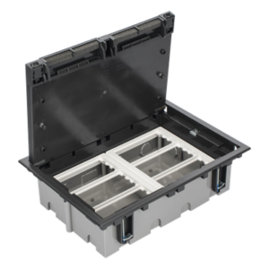 Caja de Piso Falso / 6 Módulos Dobles / Profundidad Ajustable 90-120 mm (3.54-4.72 in) / Tapa Embellecedora / IK08 / +125 °C