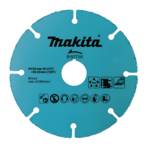 Disco de Carburo de Tungsteno / 115 mm (4.5 in) / Espesor 1 mm / 13,300 RPM / Multi-Material / Uso en Seco