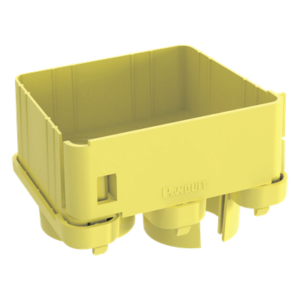 Tapa de Salida / 2 Puertos / Tubería Corrugada 1.5 in (38 mm) / Radio de Curvatura 2 in (50.8 mm) / Canaleta 4x4 / Color Amarillo
