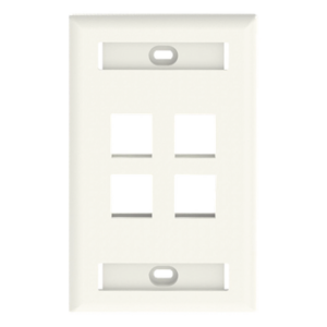Placa de Pared Vertical / 4 Puertos Keystone / Espacios para Etiquetas / ABS / 69.8 x 114.3 mm / Marfil