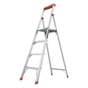 Escalera de Aluminio / 4 Peldaños / 1.8 m (5.9 ft) / Plataforma con Bandeja / Diseño Compacto