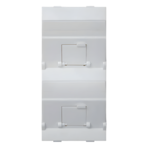 Placa Voz y Datos Inclinada / 2 Puertos RJ45 Keystone / Guardapolvos Integrados / 108×52 mm / Termoplástico