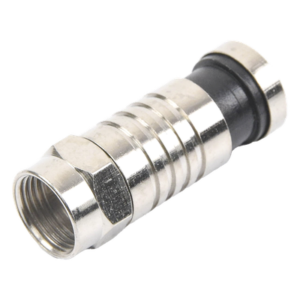 Conector F Macho / Compresión en Línea / Cable RG-6 / Cuerpo Bronce Niquelado / Contacto Central Oro / Aislante Teflón