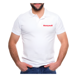 Playera polo corporativa / Corte clásico / Manga corta / Talla chica (S) / Logotipo Honeywell / Color blanco