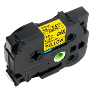 Cartucho de Etiquetas Laminadas / 12 mm (1/2") / Negro sobre Amarillo / 8 m (26.2 ft) / Alta Visibilidad para Cables / Compatible Brother 12 mm