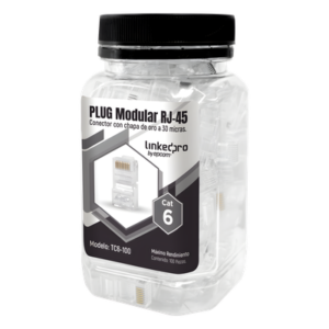 Plug Modular RJ45 / Cat6 / Sin Blindaje / 23AWG / Chapado Oro 30 Micras / 100 Piezas