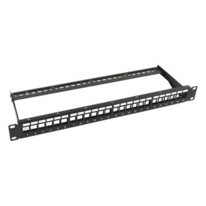 Patch Panel / 24 Puertos / 1U Rack / Acero al Carbono / Barra Organizadora / 19"