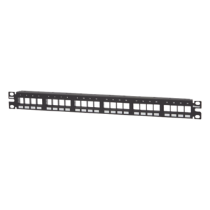 Panel de Parcheo Modular / 24 Puertos / 1UR / 19" / Acero Inoxidable / Numerado / Sin Conectores