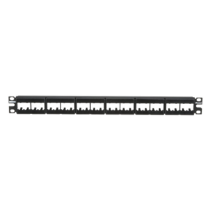 Panel de Parcheo Modular / 24 Puertos / 1UR / Plano / Sin Blindaje / Mini-Com / 19 Pulgadas