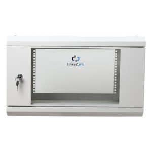 Gabinete de Pared 6U / 19" / Profundidad 455 mm (1.49 ft) / Cristal Templado / Carga 80 kg / Acero Reforzado