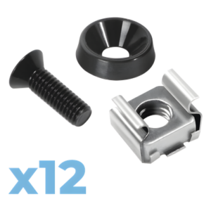 Juego de Tornillos para Rack / 12 Unidades / M5 / Acero Inoxidable / Tuercas Enjauladas