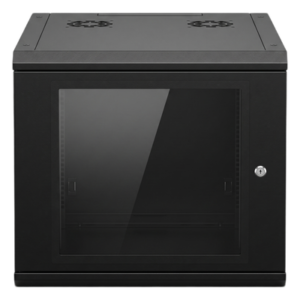 Gabinete de Pared 9U / 19 in / Profundidad 635 mm (2.08 ft) / Carga 100 kg / Cristal Templado / Acero Reforzado