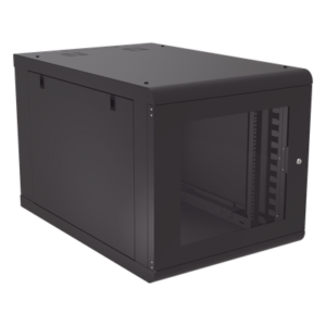 Gabinete de Pared 12U / Profundidad Ajustable 930 mm / Acero Reforzado ANSI/TIA / Carga 100 kg / Cristal Templado / 4 Postes Ajustables
