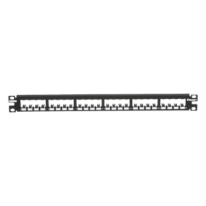Panel de Parcheo Modular / 24 Puertos / 1UR / Plano / Totalmente Blindado / Acero Inoxidable / Rack 19"
