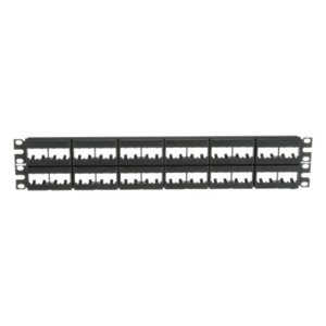 Panel de Parcheo Modular / 48 Puertos / 2 UR / 19in / Plano / Sin Blindaje / Mini-Com